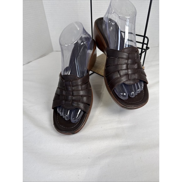 Tommy Hilfiger Shoes - Tommy Hilfiger "Merry" Brown Leather Woven Wedge Sandals - Women's Size 9M
